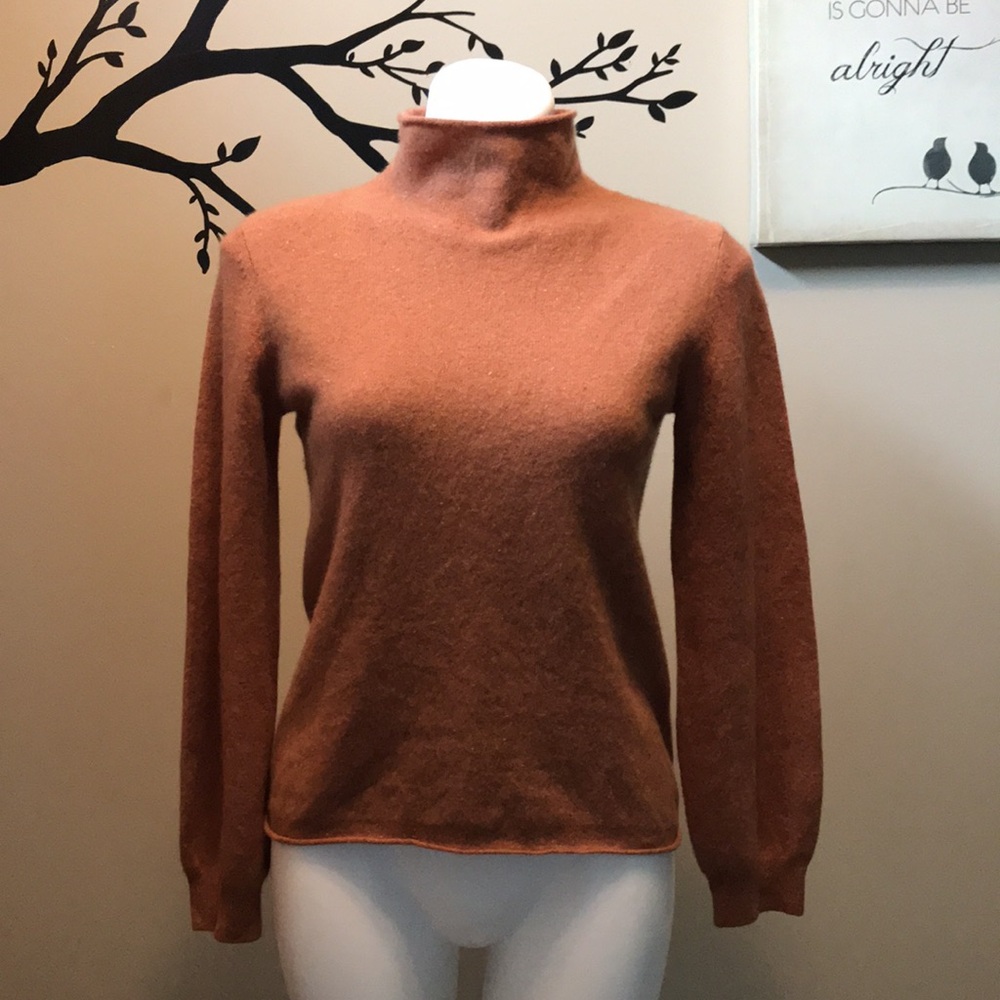 White + Warren Brown Turtleneck Sweater